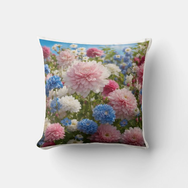 Coussin Fleur bleue et Rose (Recto)