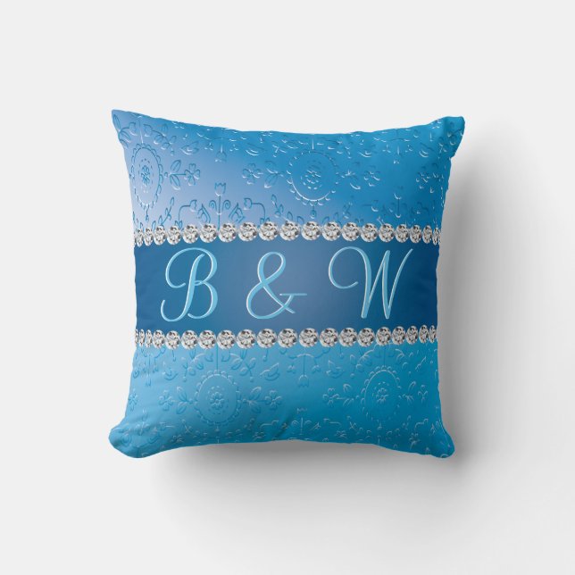 Coussin Fleur bleue Monogramme intégrée (Recto)