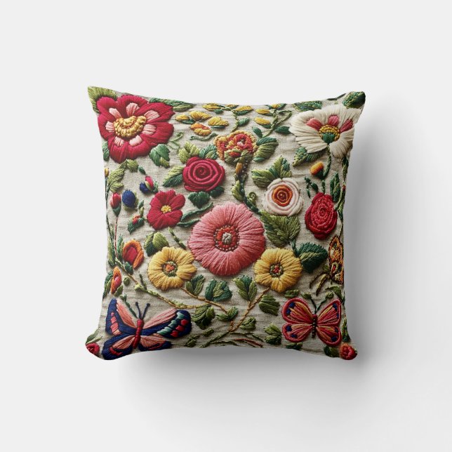 Coussin Fleur brodée (Recto)