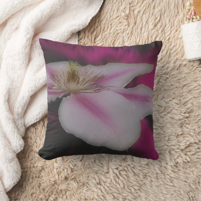 Coussin Fleur Clematis Blanche Et Rose (Couverture)