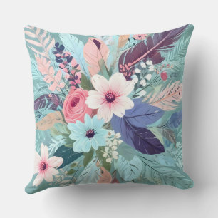 Coussin Fleur de Bleu Poudré