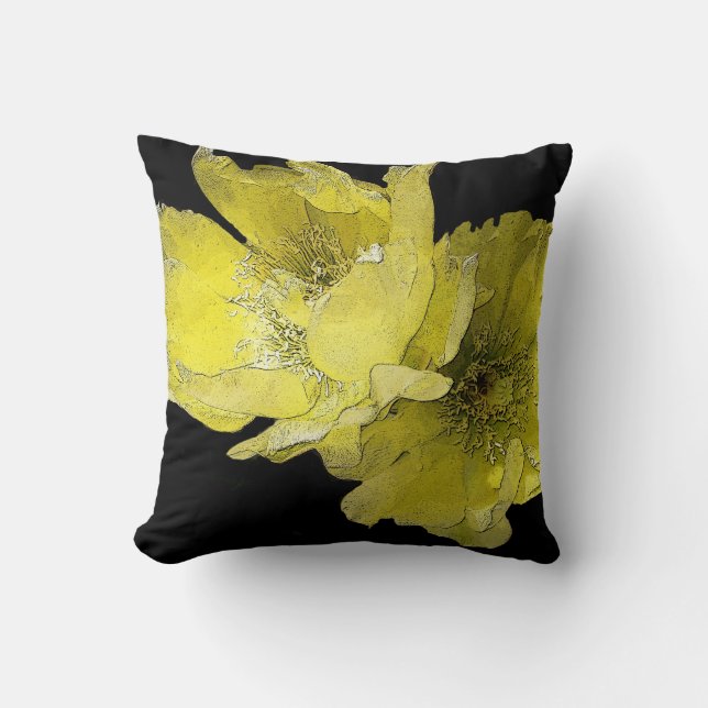 Coussin Fleur de cactus MoJo Coussin, Jaune (Recto)