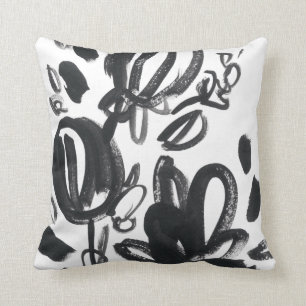 Coussin Fleur de camée - noire et blanche