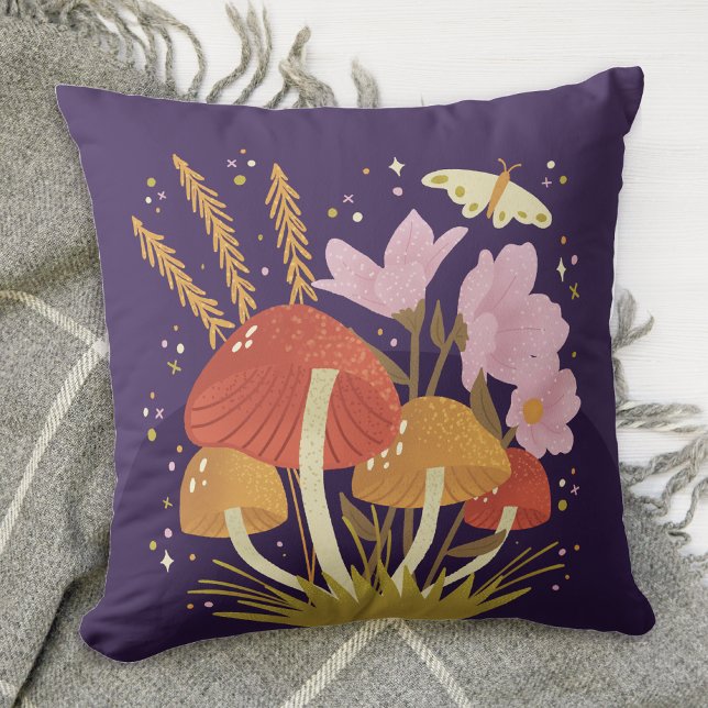 Coussin Fleur de champignon violet (Créateur téléchargé)