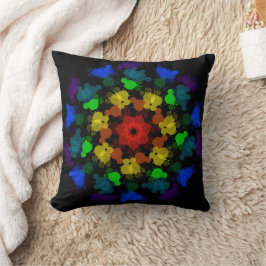 Coussin Fleur de couleurs arc-en-ciel