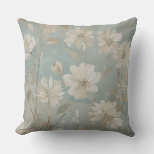 Coussin Fleur de crème douce Turquoise de couleur beige