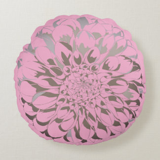 Coussin fleur de dahlia rose pastel