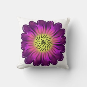 Coussin Fleur de Dahlia Violet Rose Néon Lumineux Personna