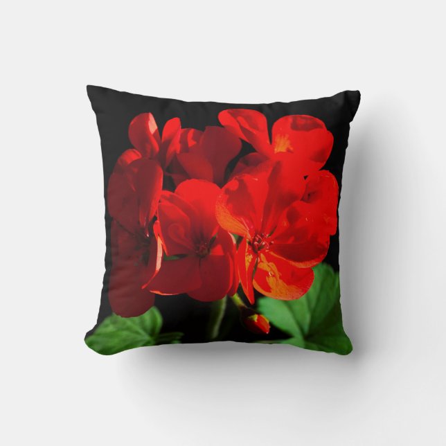 Coussin Fleur de géranium rouge (Recto)