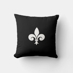 Coussin Fleur de Lis blanche sur fond noir