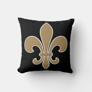 Coussin Fleur de Lis Gold avec contour blanc et noir