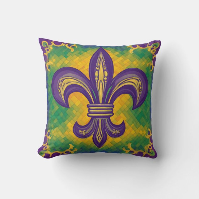 Coussin Fleur de Lis Mardi Gras (Recto)