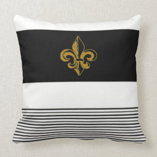 COUSSIN FLEUR DE LIS NOIR ET BLANC 20 X 20