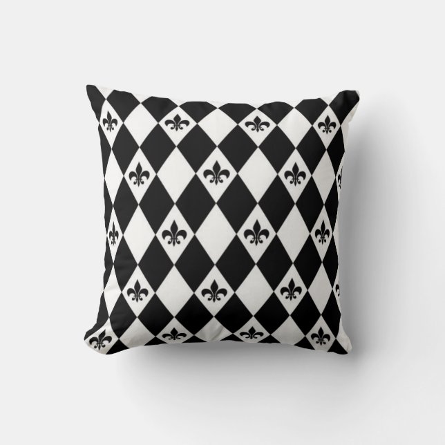 Coussin Fleur de lis noir et blanc Cushion (Recto)