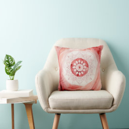 Coussin Fleur de mandala de couleur rouge