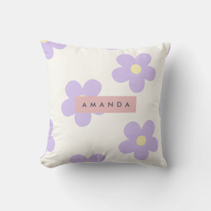 Coussin Fleur de Marguerite Lavande Rétro Personnalisée