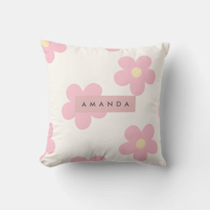 Coussin Fleur de Marguerite Rose Rétro Personnalisée