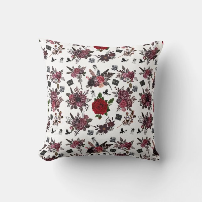 Coussin Fleur de minuit : Roses gothiques et reliques myst (Recto)
