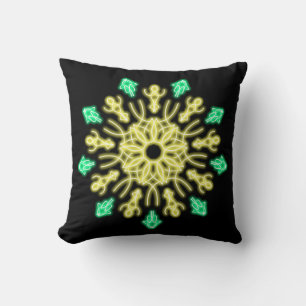 Coussin Fleur de néon jaune et vert