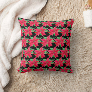 Coussin Fleur de Noël rouge de Poinsettia