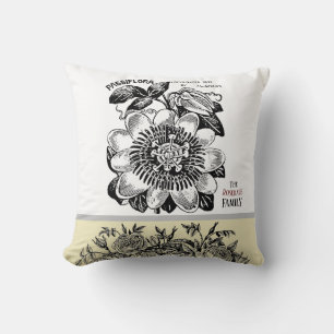 Coussin Fleur de passion antique - Votre choix de texte
