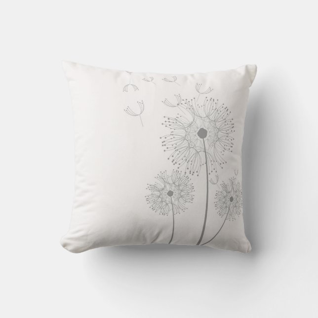 Coussin Fleur de pissenlit sur le blanc pur (Recto)