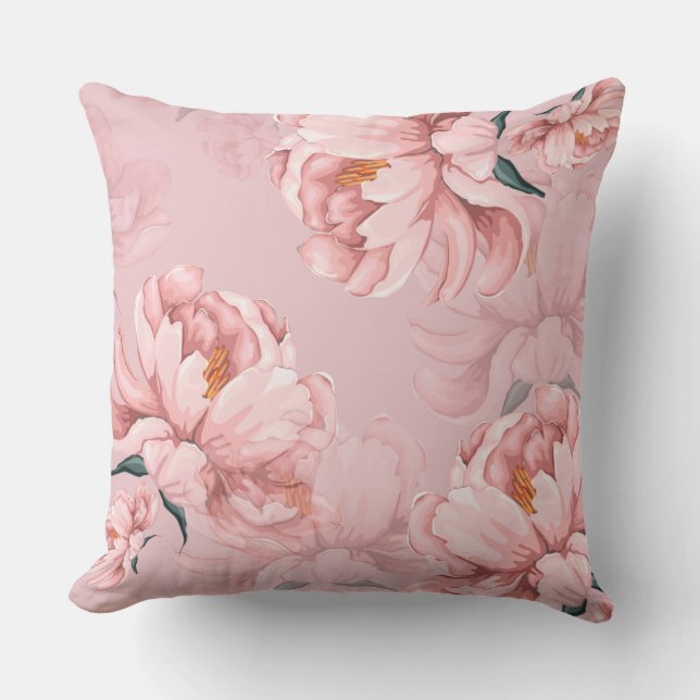 Coussin Fleur de pivoine rose (Recto)