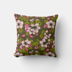 Coussin Fleur de pomme sur vert foncé