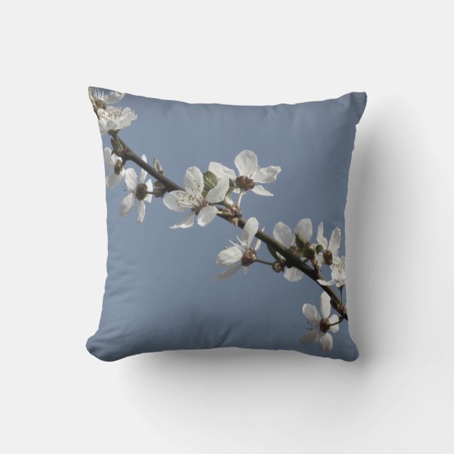Coussin Fleur de prune blanche pure au printemps (Recto)