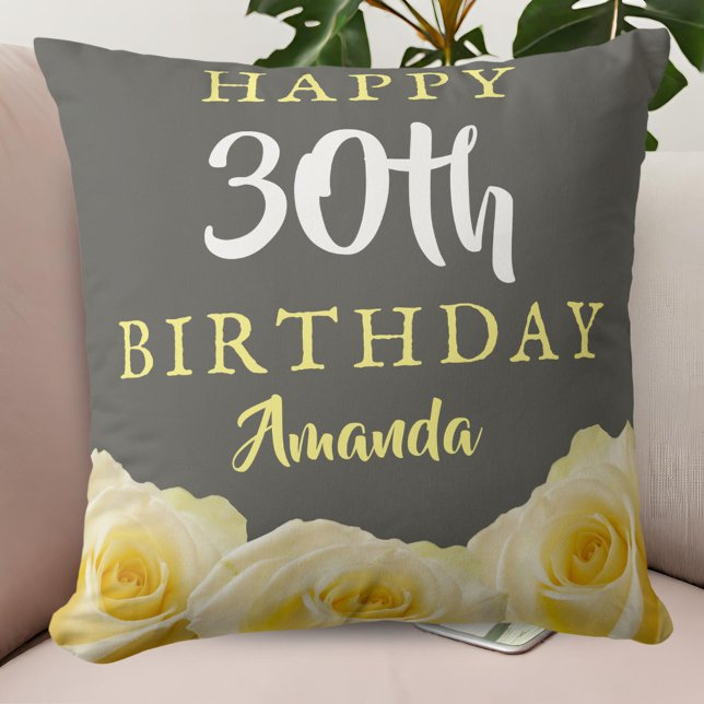 Coussin Fleur de rose jaune 30e anniversaire (Créateur téléchargé)