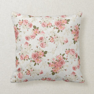 Coussin Fleur de rose rose rose Vintage Chic de Shabby