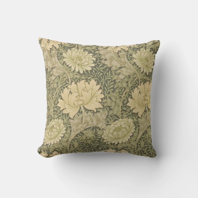 Coussin Fleur de Sauge Chrysanthème de William Morris (Recto)