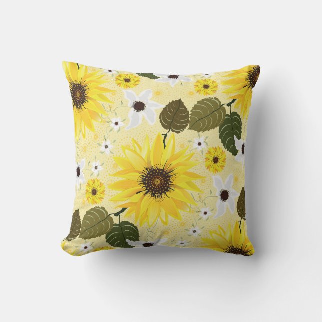 Coussin Fleur de tournesol jaune Floral (Recto)