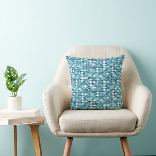 Coussin Fleur de Tournesol Moderne Turquoise et Bleu de Ro