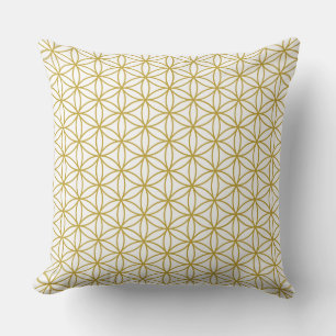 Coussin Fleur de vie Motif répété - Or sur blanc