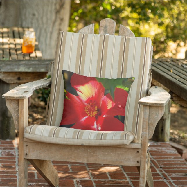 Coussin Fleur d'Hibiscus rouge au soleil (Chaise)