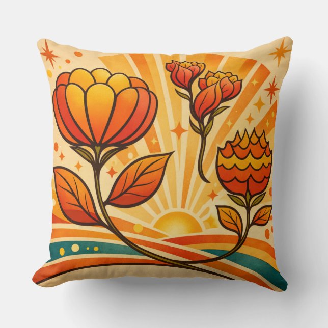 Coussin Fleur d'Horizon Doré   (Recto)
