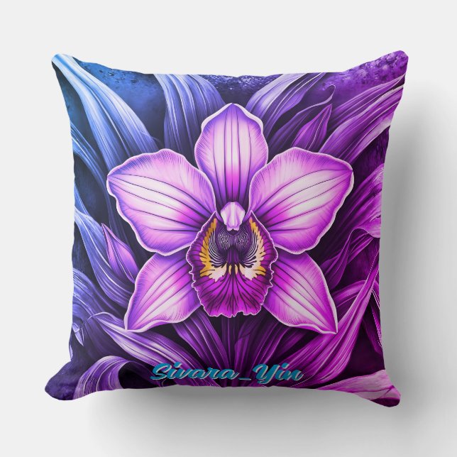 Coussin Fleur d'orchidée rose (Recto)