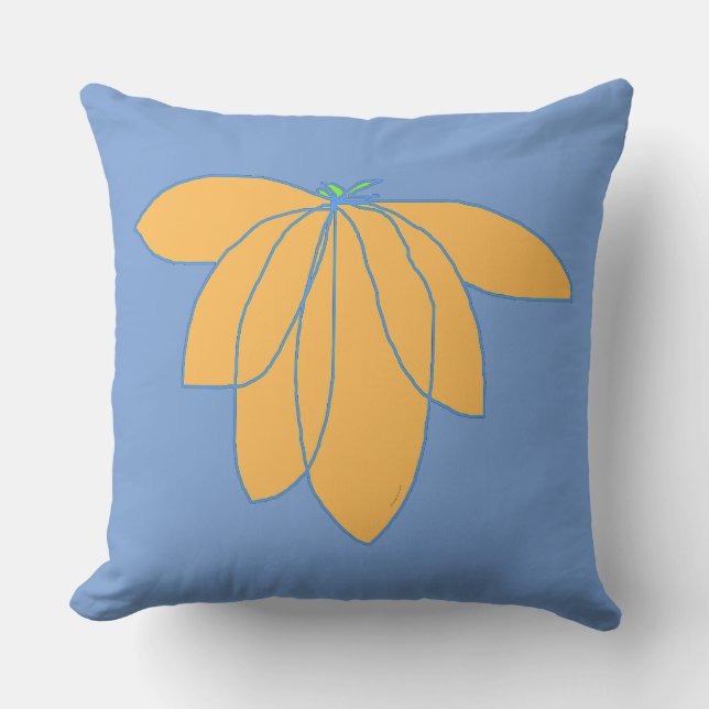 Coussin Fleur dorée sur fond bleu bleuet (Recto)