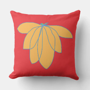 Coussin Fleur dorée sur fond rouge