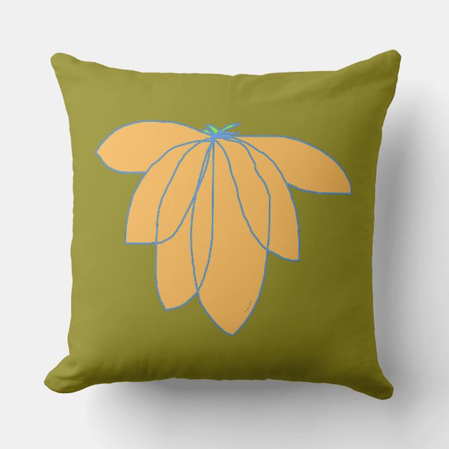 Coussin Fleur Dorée Sur Olive (Recto)