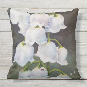 Coussin FLEUR du MUGUET avec DAME BUG PATIO