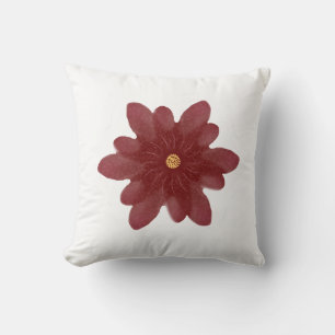 Coussin Fleur élégante de velours rouge sur fond noir Fl