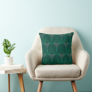 Coussin Fleur émeraude Art déco géométrique