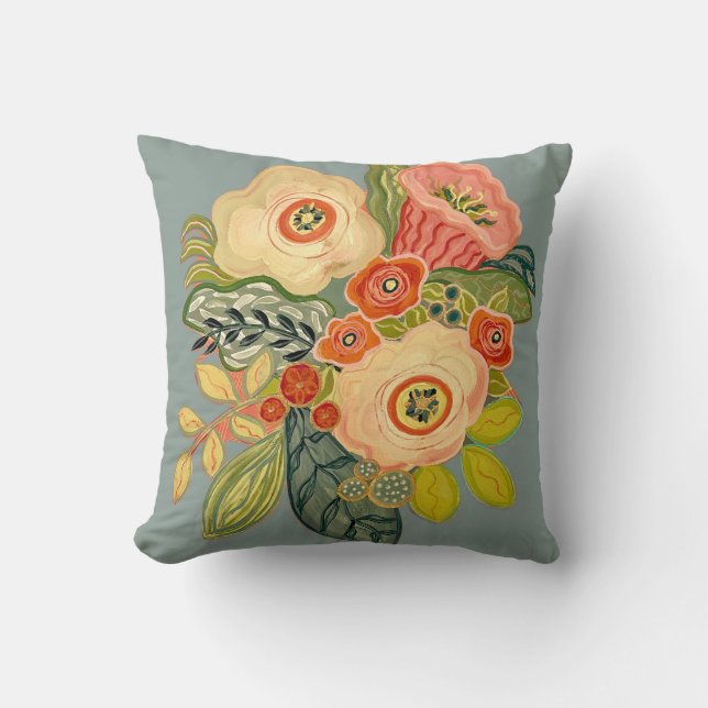 Coussin Fleur et trompette - Ciel argenté (Recto)