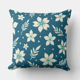 Coussin Fleur étoile et crème Feuille et Turquoise