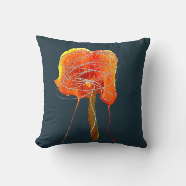 Coussin Fleur florale gribouillante Abstraite art moderne (Recto)