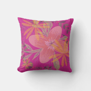 Coussin Fleur Fuchsia Feuille d'or
