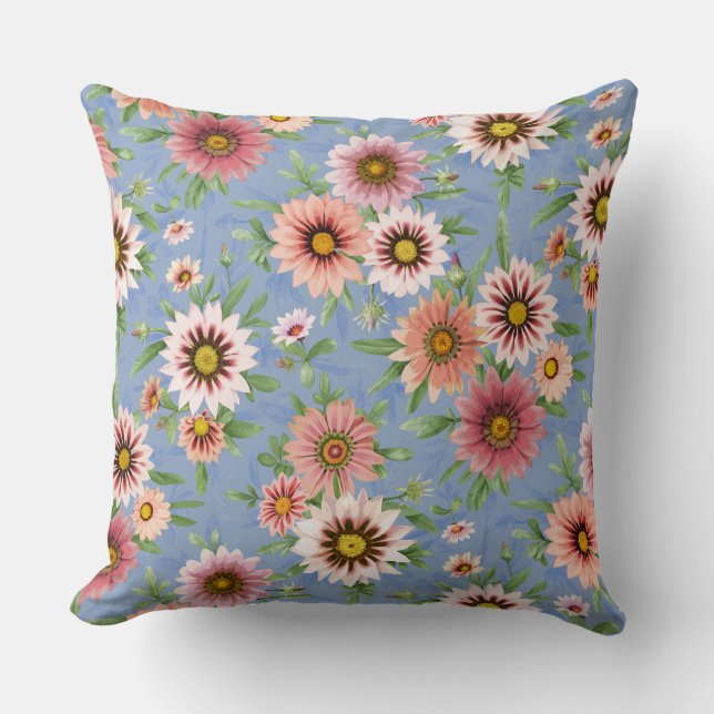 Coussin Fleur marguerite sur bleu (Recto)