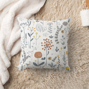 Coussin Fleur Moderne Contour Minimaliste
